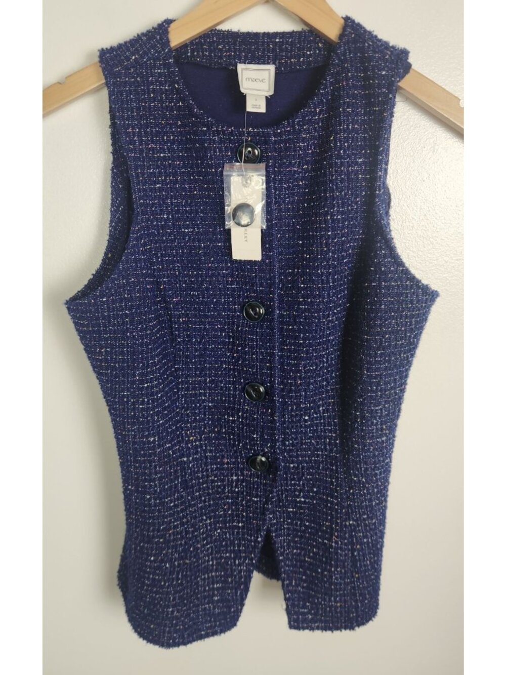 Maeve Women's Sz. S Blue Tweed Sleeveless Button Up Top NWT